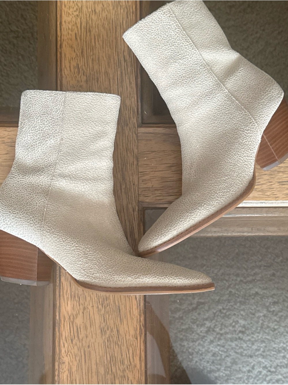 Matisse Cream Textured Pointed-Toe Ankle Booties